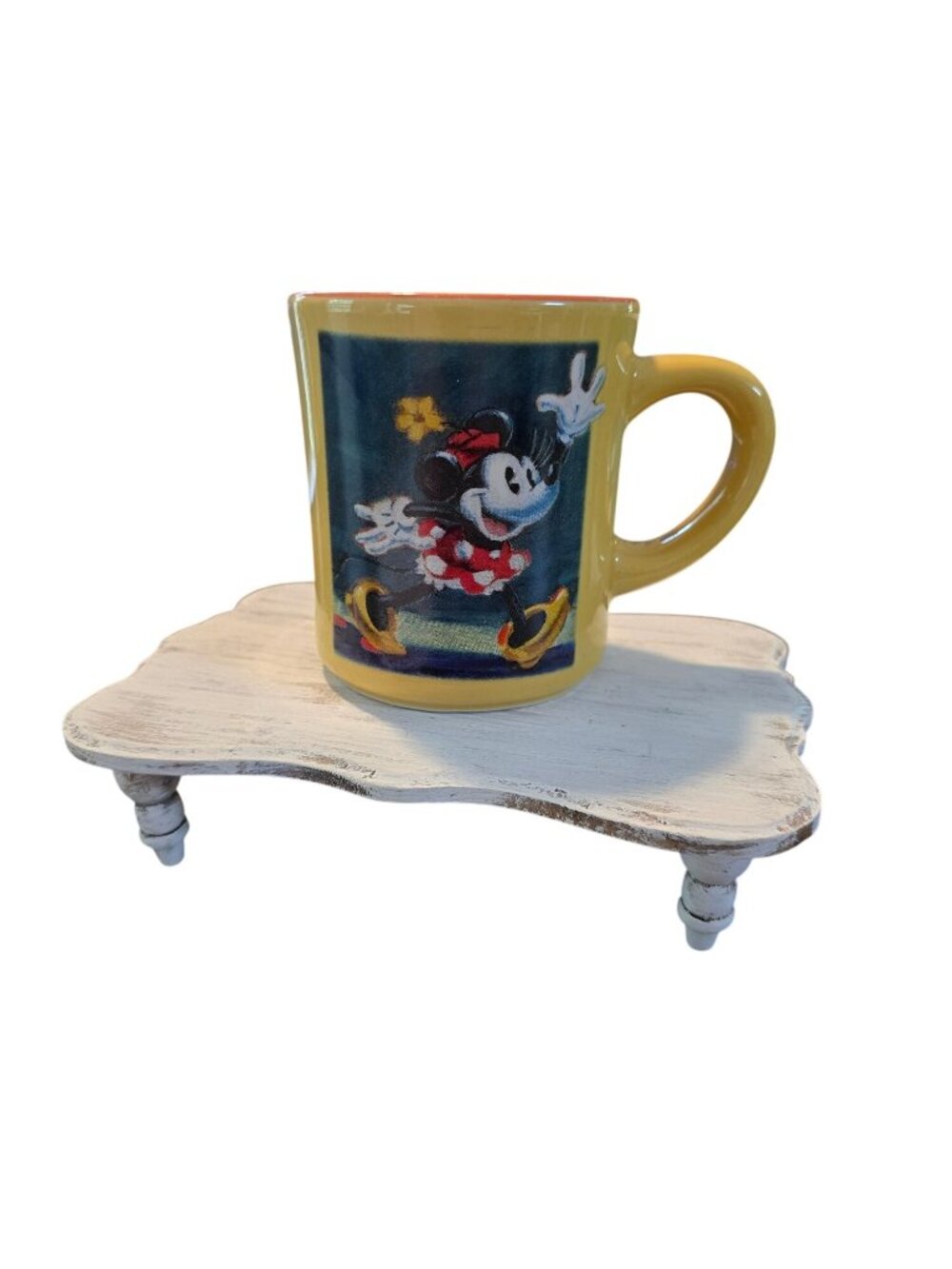 Vintage 1990s The Disney Store Running Minnie Two-Sided Coffee Mug 8oz.